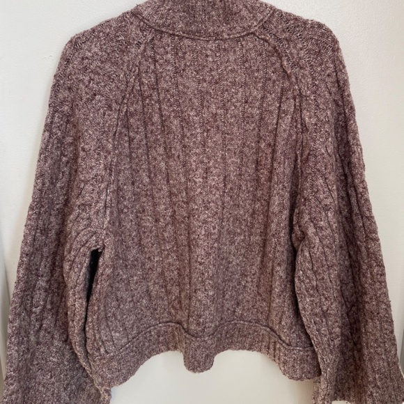 Free People Oversized Cable Knit Sweater, Cranberry, Oversized Sleeves - Picture 3 of 3